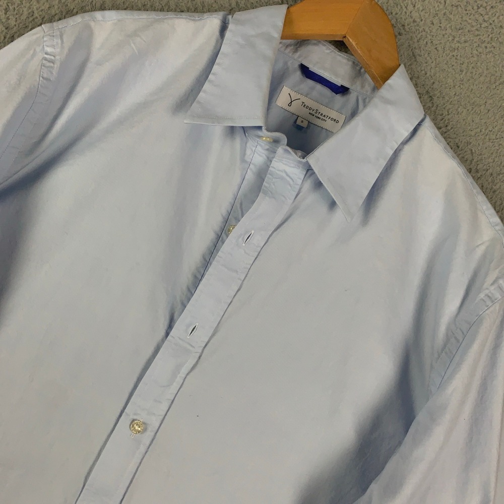 Teddy Stratford Zip Fit Shirt Men's Size 5 XL Blue Athletic Tailored Button Down